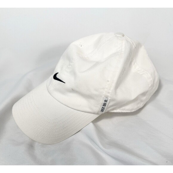 Nike Hat Cap Strap Back Adult One Size White Just Do It Embroidered Golf - Picture 1 of 11